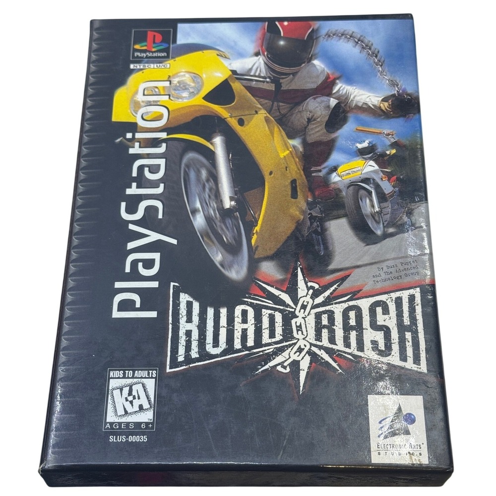 Road Rash Sony PlayStation 1 PS1 Long Box Black Label Complete Electronic Arts